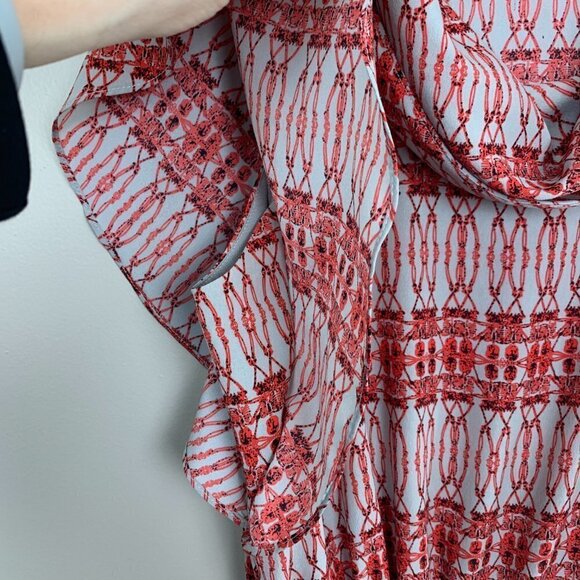Collective Concepts Red & Grey Patterned Drawstring Waist Dress Size Small - Picture 2 of 8